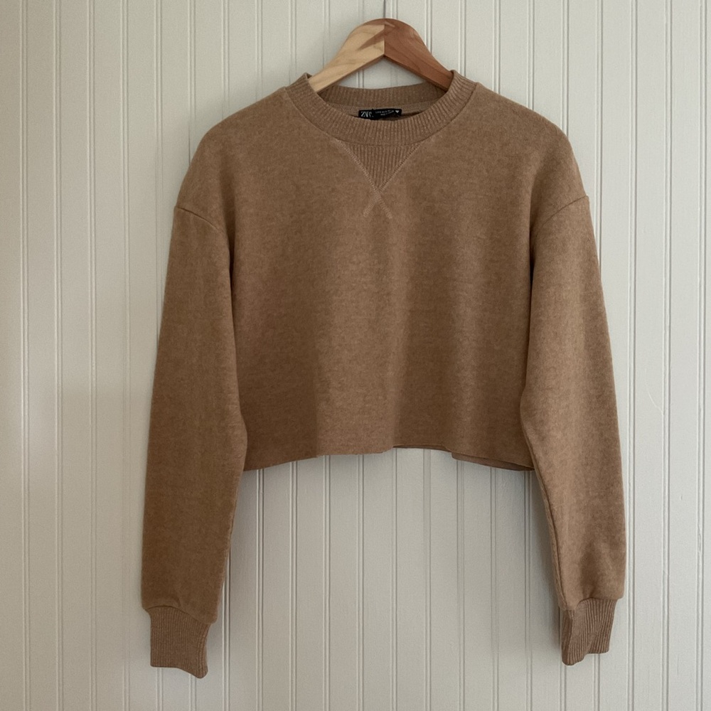 Zara Heathered Crop Sweatshirt NWT